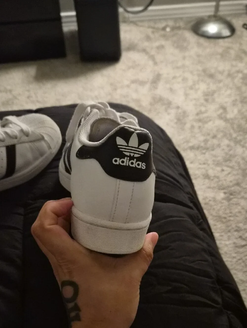 adidas White Sneakers with Black Three Stripes